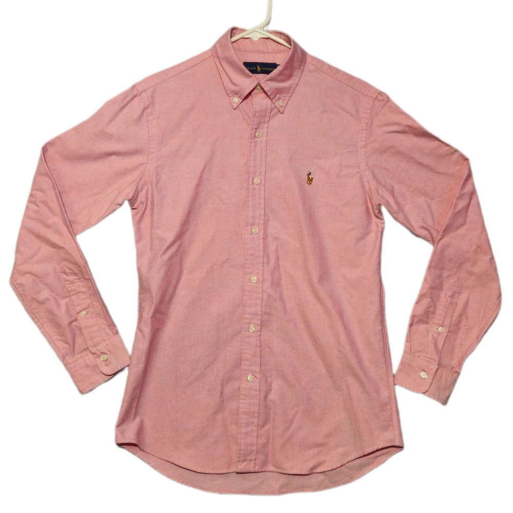 RALPH LAUREN Oxford Shirt Mens M Red Cotton Naked Pony Long Sleeve Button Down